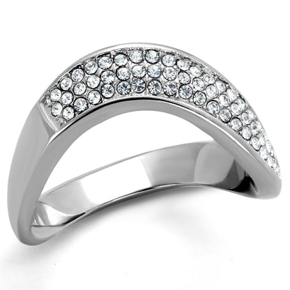 MATK2181 - High polished (no plating) Stainless Steel Ring with Top Grade Crystal  in Clear