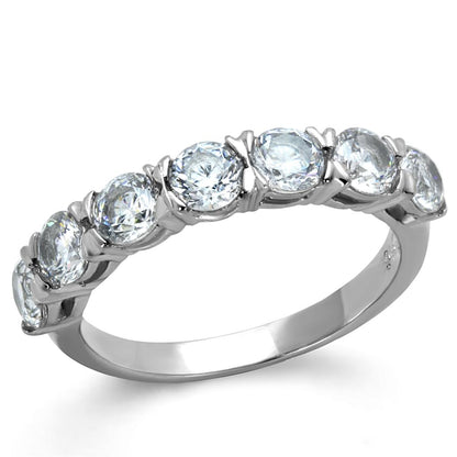 MATK2182 - High polished (no plating) Stainless Steel Ring with AAA Grade CZ  in Clear