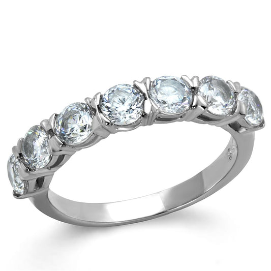 MATK2182 - High polished (no plating) Stainless Steel Ring with AAA Grade CZ  in Clear