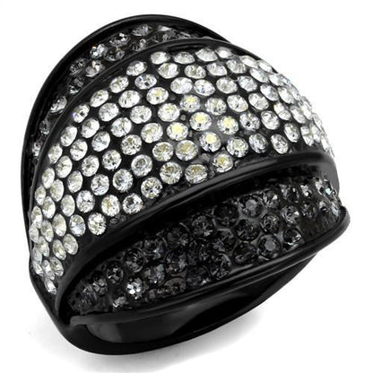 MATK2200 - IP Black(Ion Plating) Stainless Steel Ring with Top Grade Crystal  in Multi Color