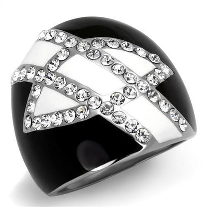MATK2211 - High polished (no plating) Stainless Steel Ring with Top Grade Crystal  in Clear