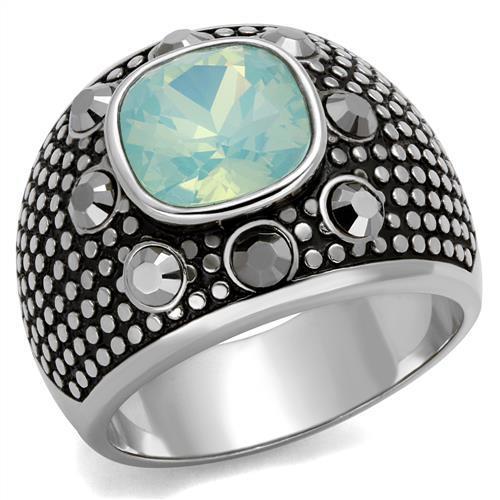MATK2223 - High polished (no plating) Stainless Steel Ring with Top Grade Crystal  in Fireopal