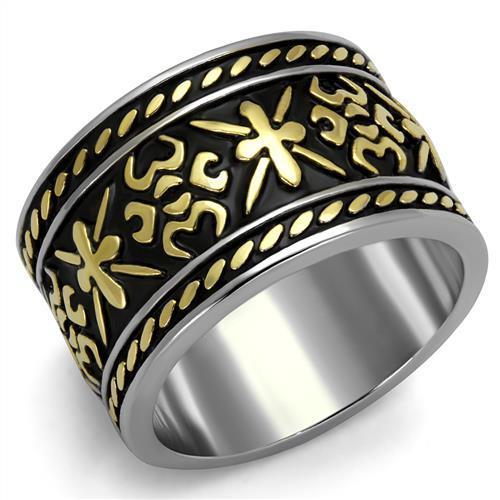 MATK2236 - Two-Tone IP Gold (Ion Plating) Stainless Steel Ring with Epoxy  in Jet