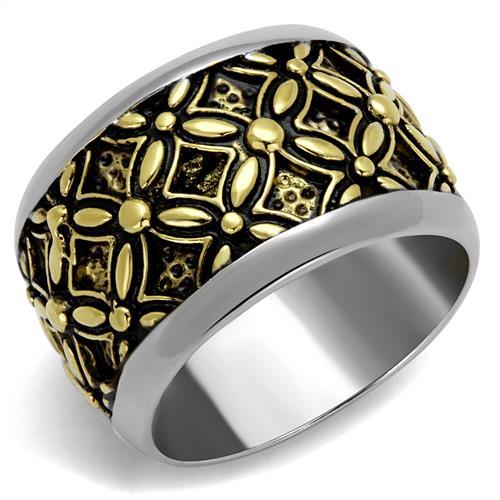 MATK2237 - Two-Tone IP Gold (Ion Plating) Stainless Steel Ring with Epoxy  in Jet
