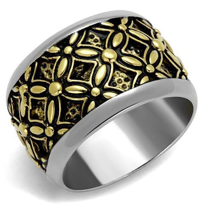 MATK2237 - Two-Tone IP Gold (Ion Plating) Stainless Steel Ring with Epoxy  in Jet