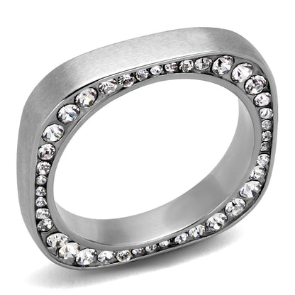 MATK2261 - High polished (no plating) Stainless Steel Ring with Top Grade Crystal  in Clear