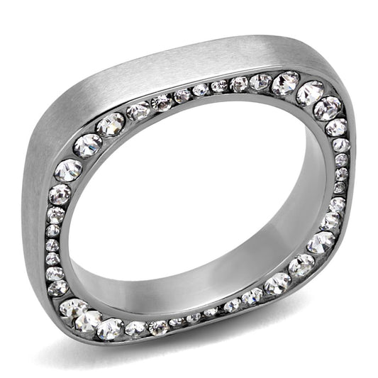MATK2261 - High polished (no plating) Stainless Steel Ring with Top Grade Crystal  in Clear