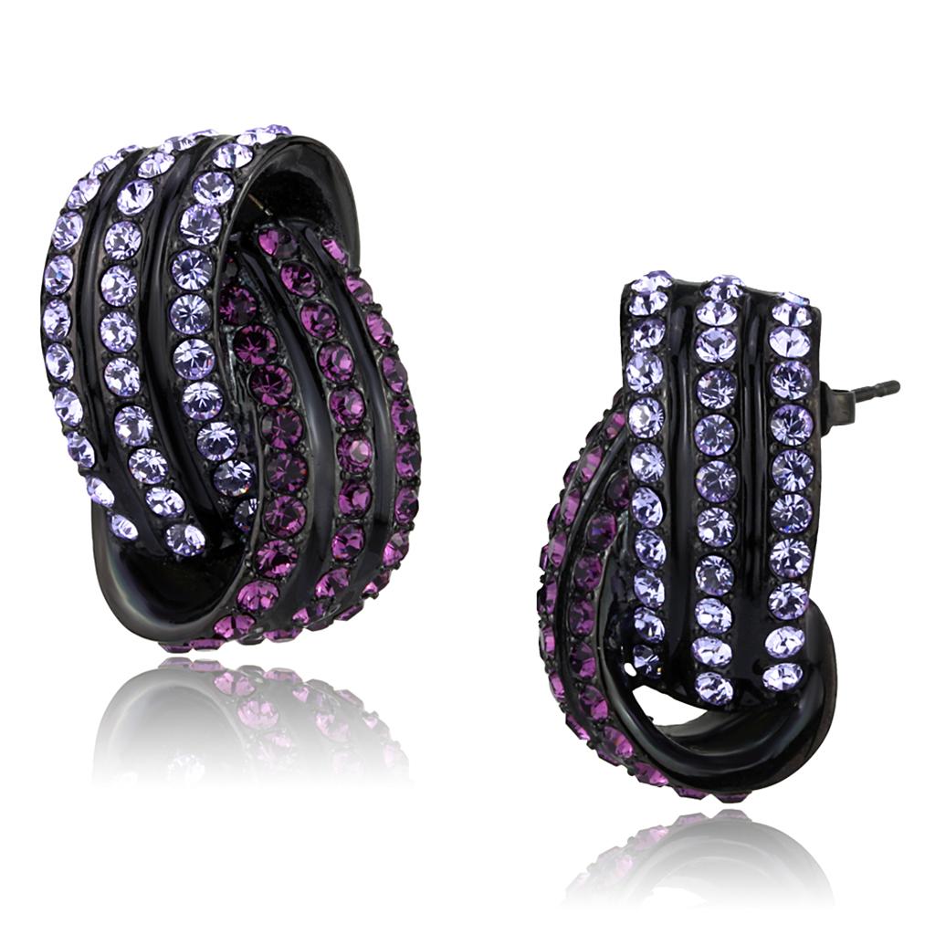 MATK2269 - IP Black(Ion Plating) Stainless Steel Earrings with Top Grade Crystal  in Multi Color