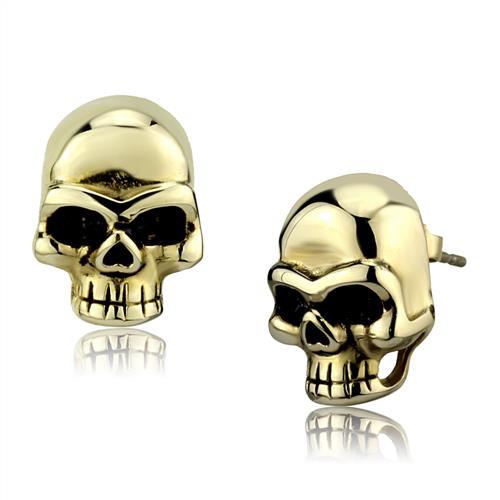 MATK2270 - IP Gold(Ion Plating) Stainless Steel Earrings with Epoxy  in Jet