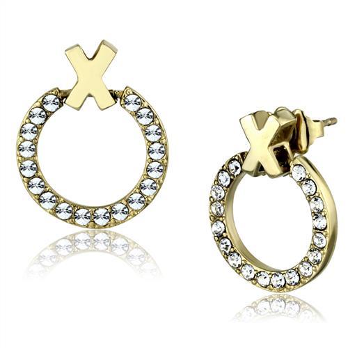 MATK2271 - IP Gold(Ion Plating) Stainless Steel Earrings with Top Grade Crystal  in Clear