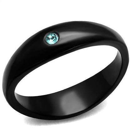 MATK2274 - IP Black(Ion Plating) Stainless Steel Ring with Top Grade Crystal  in Light Sapphire