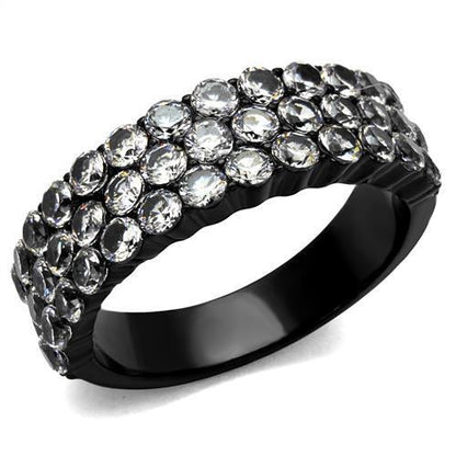 MATK2277 - IP Black(Ion Plating) Stainless Steel Ring with AAA Grade CZ  in Clear
