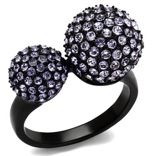 MATK2285 - IP Black(Ion Plating) Stainless Steel Ring with Top Grade Crystal  in Multi Color