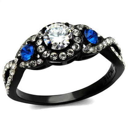 MATK2286 - Two-Tone IP Black (Ion Plating) Stainless Steel Ring with AAA Grade CZ  in Clear