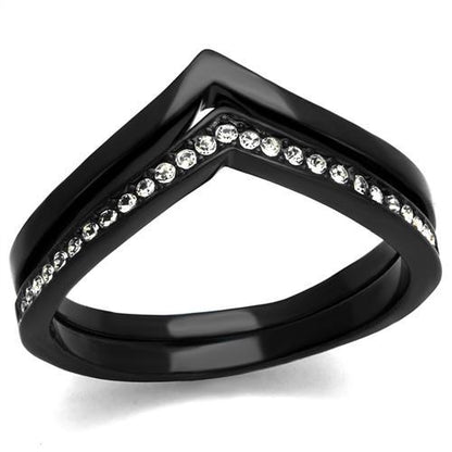 MATK2302 - IP Black(Ion Plating) Stainless Steel Ring with Top Grade Crystal  in Clear