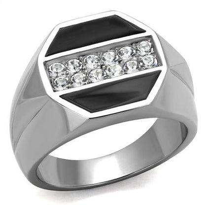 MATK2309 - High polished (no plating) Stainless Steel Ring with Top Grade Crystal  in Clear