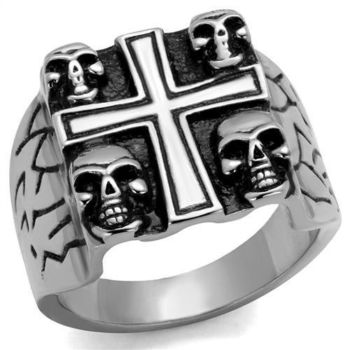 MATK2316 - High polished (no plating) Stainless Steel Ring with Epoxy  in Jet