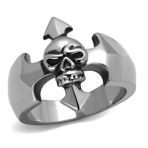 MATK2318 - High polished (no plating) Stainless Steel Ring with Epoxy  in Jet
