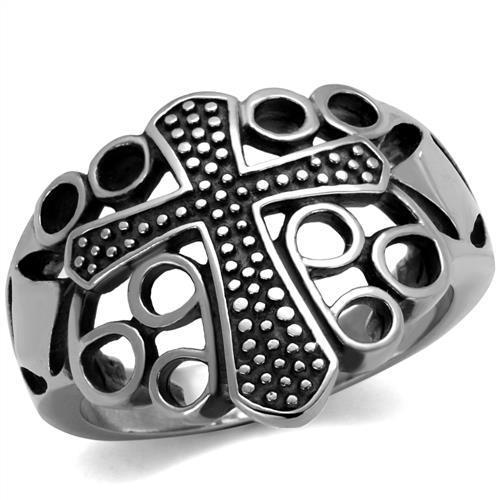 MATK2320 - High polished (no plating) Stainless Steel Ring with Epoxy  in Jet