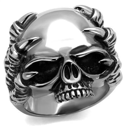 MATK2323 - High polished (no plating) Stainless Steel Ring with Epoxy  in Jet