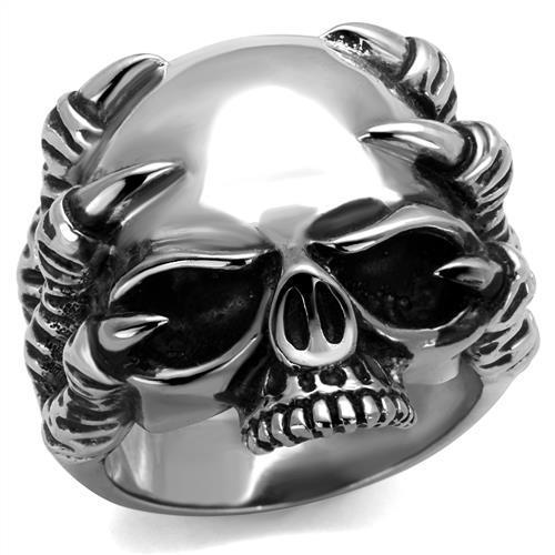 MATK2323 - High polished (no plating) Stainless Steel Ring with Epoxy  in Jet