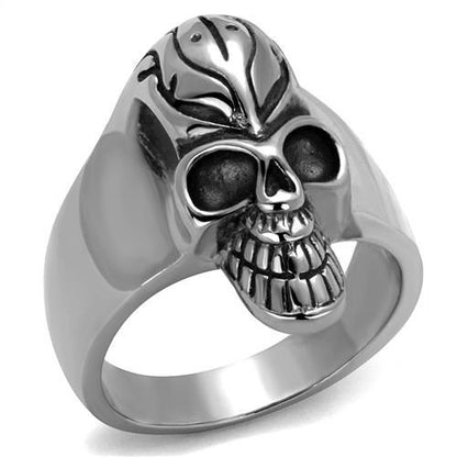 MATK2324 - High polished (no plating) Stainless Steel Ring with Epoxy  in Jet