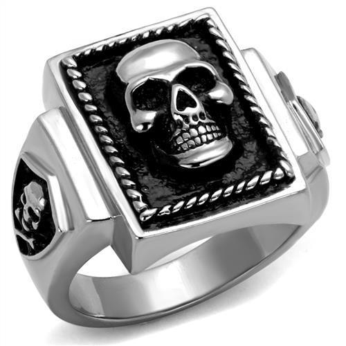 MATK2326 - High polished (no plating) Stainless Steel Ring with Epoxy  in Jet
