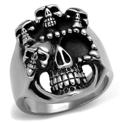 MATK2329 - High polished (no plating) Stainless Steel Ring with Epoxy  in Jet