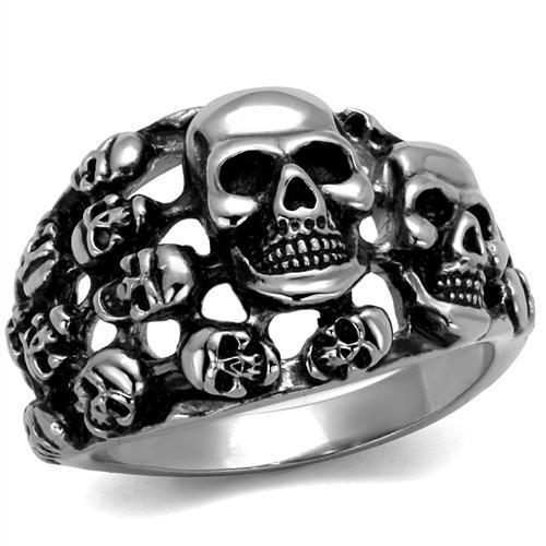 MATK2332 - High polished (no plating) Stainless Steel Ring with Epoxy  in Jet