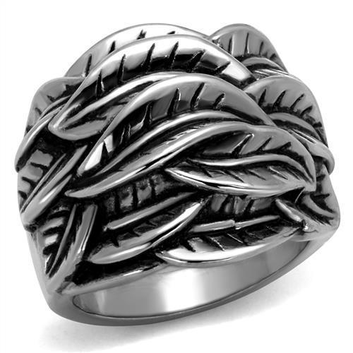 MATK2336 - High polished (no plating) Stainless Steel Ring with Epoxy  in Jet