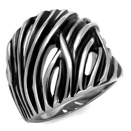 MATK2338 - High polished (no plating) Stainless Steel Ring with Epoxy  in Jet