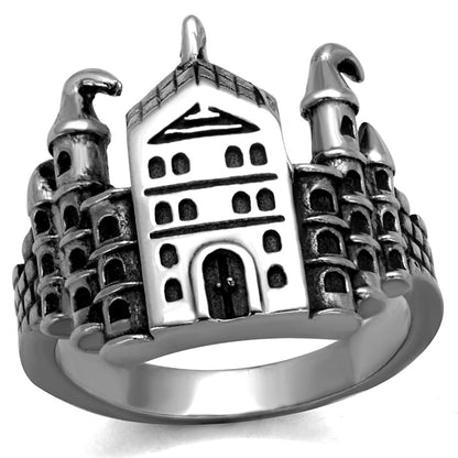 MATK2340 - High polished (no plating) Stainless Steel Ring with Epoxy  in Jet
