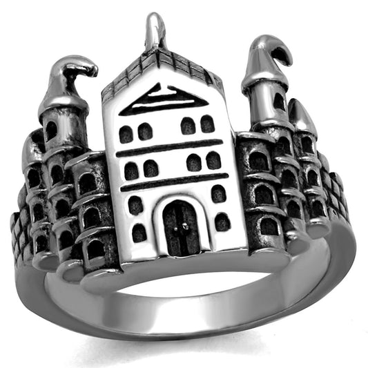 MATK2340 - High polished (no plating) Stainless Steel Ring with Epoxy  in Jet