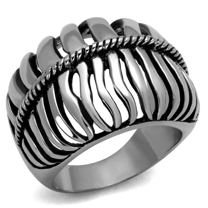 MATK2341 - High polished (no plating) Stainless Steel Ring with Epoxy  in Jet