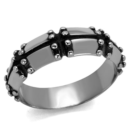 MATK2342 - High polished (no plating) Stainless Steel Ring with Epoxy  in Jet