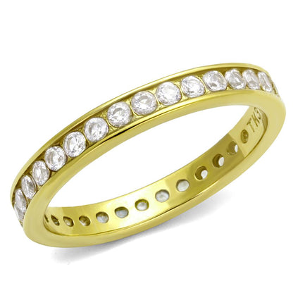 MATK2343G - IP Gold(Ion Plating) Stainless Steel Ring with AAA Grade CZ  in Clear