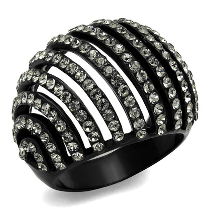 MATK2345 - IP Black(Ion Plating) Stainless Steel Ring with Top Grade Crystal  in Black Diamond