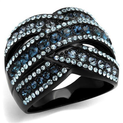 MATK2352 - IP Black(Ion Plating) Stainless Steel Ring with Top Grade Crystal  in Montana