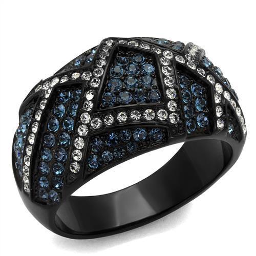 MATK2353 - IP Black(Ion Plating) Stainless Steel Ring with Top Grade Crystal  in Montana