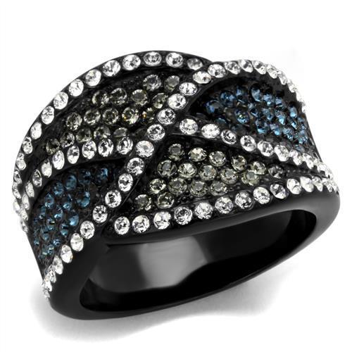 MATK2357 - IP Black(Ion Plating) Stainless Steel Ring with Top Grade Crystal  in Montana