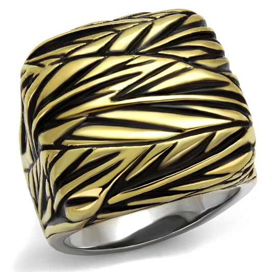 MATK2370 - Two-Tone IP Gold (Ion Plating) Stainless Steel Ring with Epoxy  in Jet