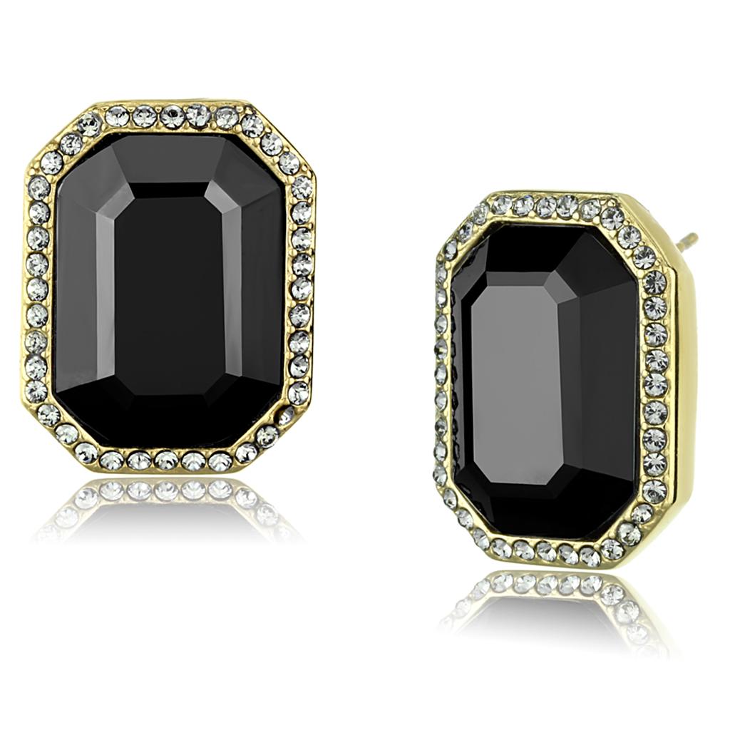 MATK2378 - IP Gold(Ion Plating) Stainless Steel Earrings with Top Grade Crystal  in Hematite