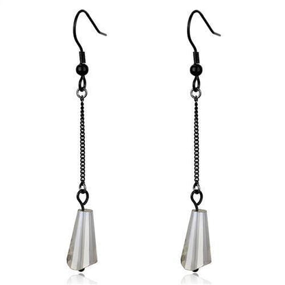 MATK2381 - IP Black(Ion Plating) Stainless Steel Earrings with Synthetic Synthetic Glass in Clear