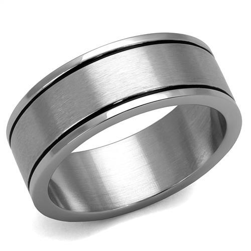 MATK2389 - High polished (no plating) Stainless Steel Ring with Epoxy  in Jet