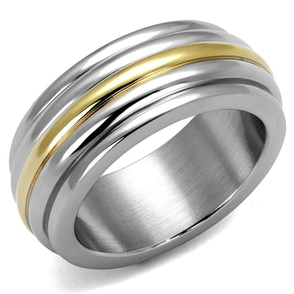 MATK2390 - Two-Tone IP Gold (Ion Plating) Stainless Steel Ring with No Stone