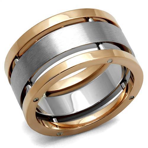MATK2402 - Two-Tone IP Rose Gold Stainless Steel Ring with No Stone