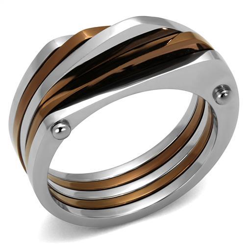 MATK2404 - Two Tone IP Light Brown (IP Light coffee) Stainless Steel Ring with No Stone
