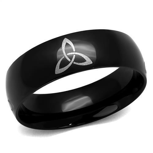 MATK2408 - Two-Tone IP Black Stainless Steel Ring with No Stone
