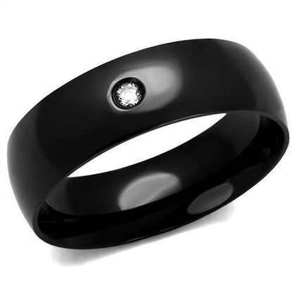 MATK2409 - IP Black(Ion Plating) Stainless Steel Ring with AAA Grade CZ  in Clear