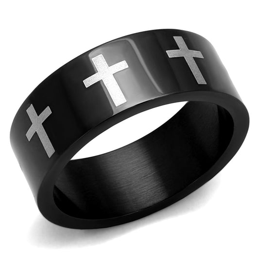 MATK2410 - Two-Tone IP Black (Ion Plating) Stainless Steel Ring with No Stone